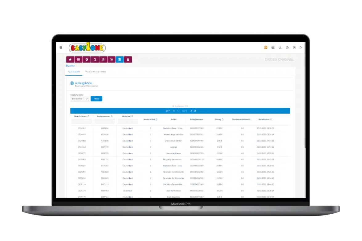 Screenshot: ACL Insight Cross-Channel-Modul auf Mac im BabyOne-Referenzprojekt
