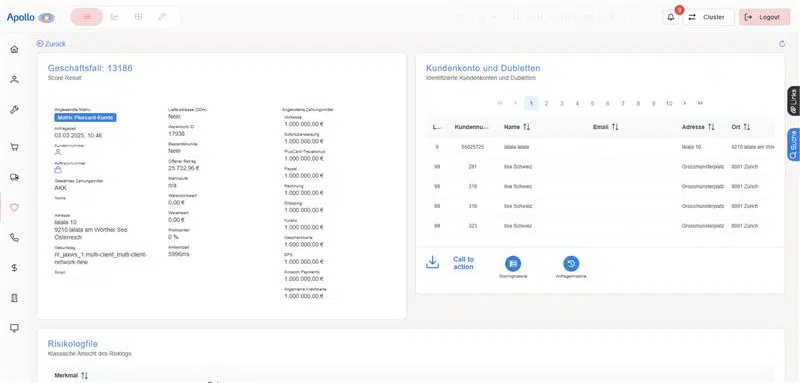 ACL insight_Risk Modul Ausschnitt Screenshot: ACL Insight Risk-Modul Ausschnitt – Risikobewertung und Kennzahlen