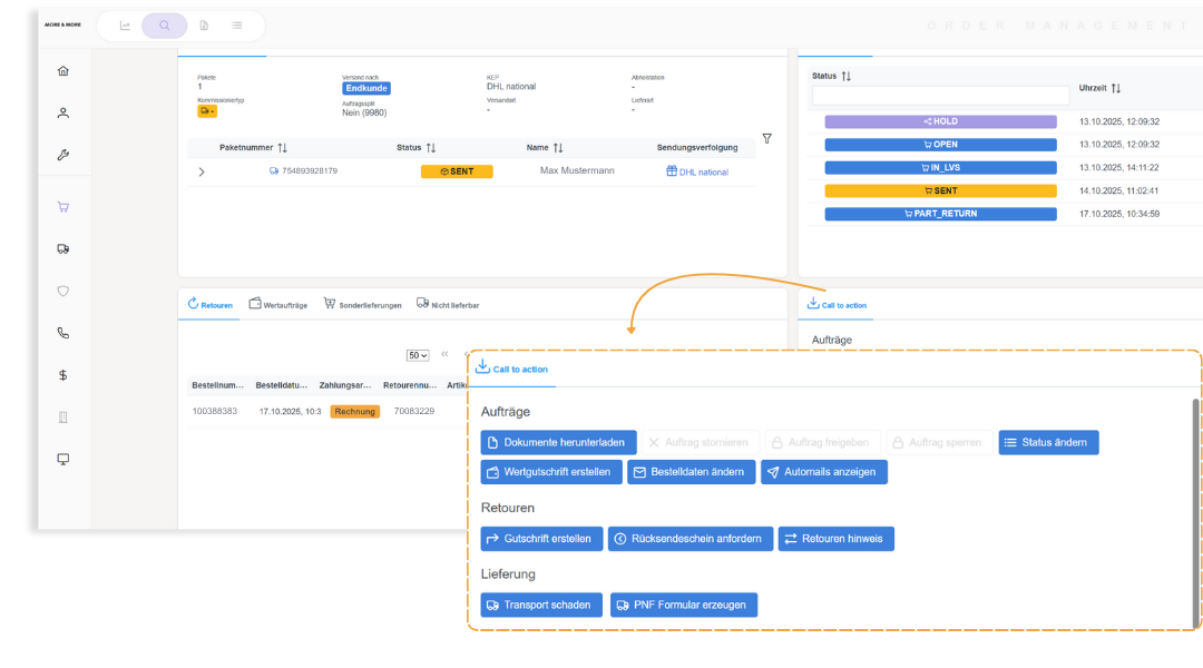 Ausschnitt aus dem More&More Logistik-Modul