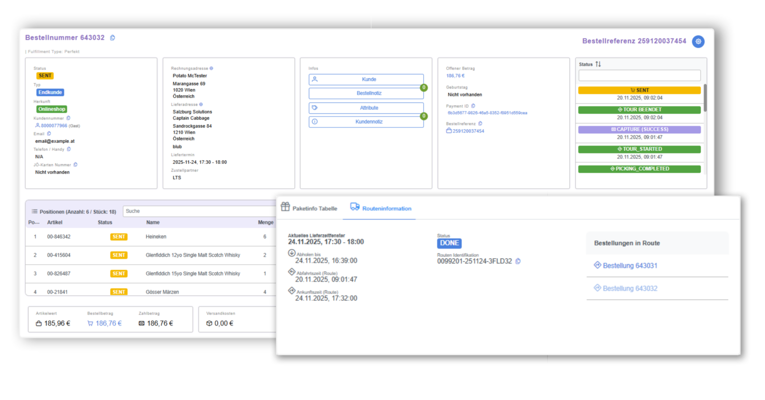 Toureninformationen in ACL insight bei REWE
